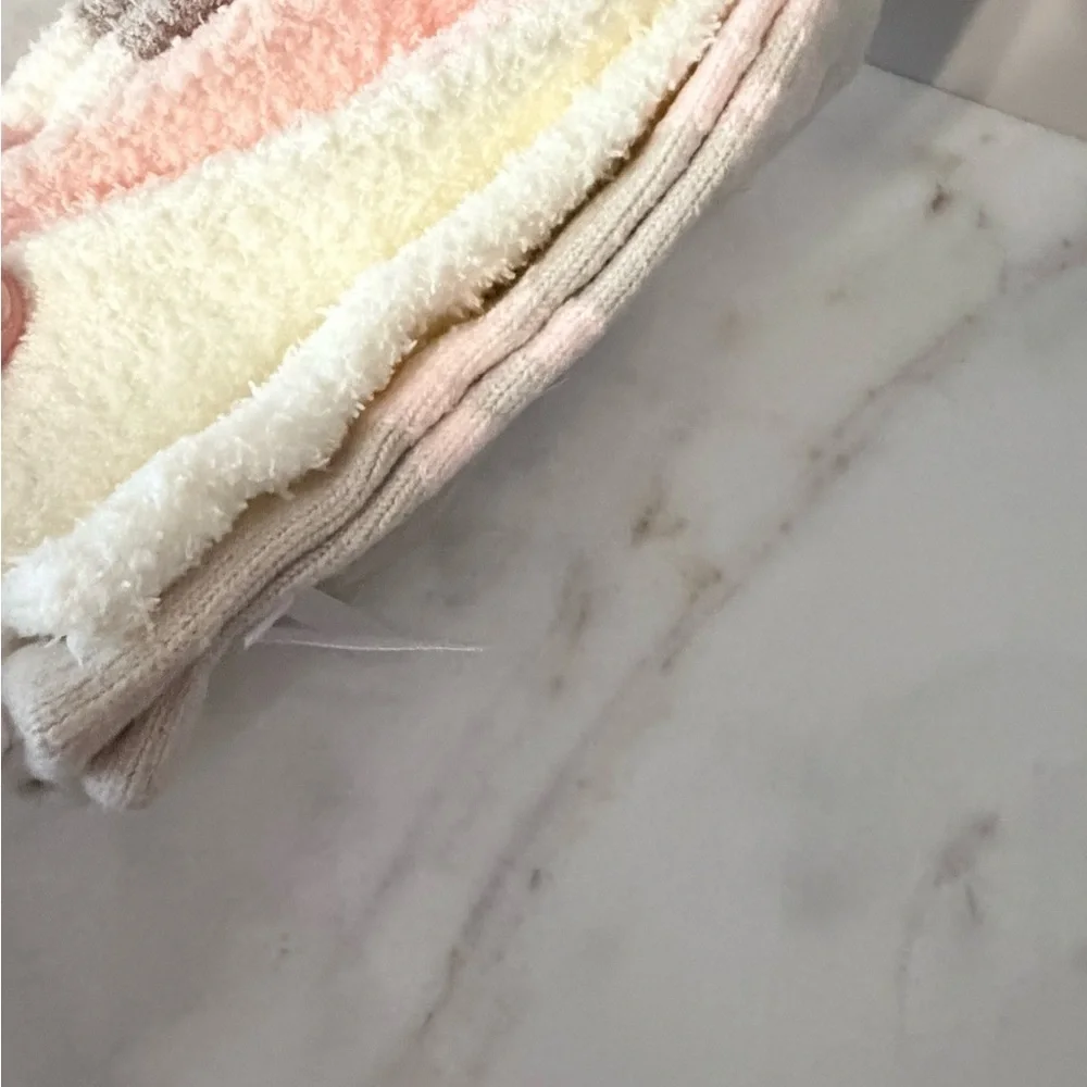 Nine West Gray and Pink Floral striped Socks set of 4